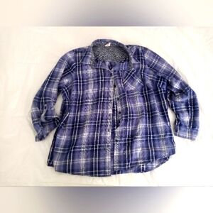 *3 for $30* Blue Plaid Button Down Shirt - 0X